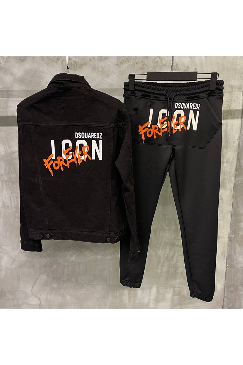 Dsquared2 Чёрная джинсовая куртка Icon Forever logo-print
