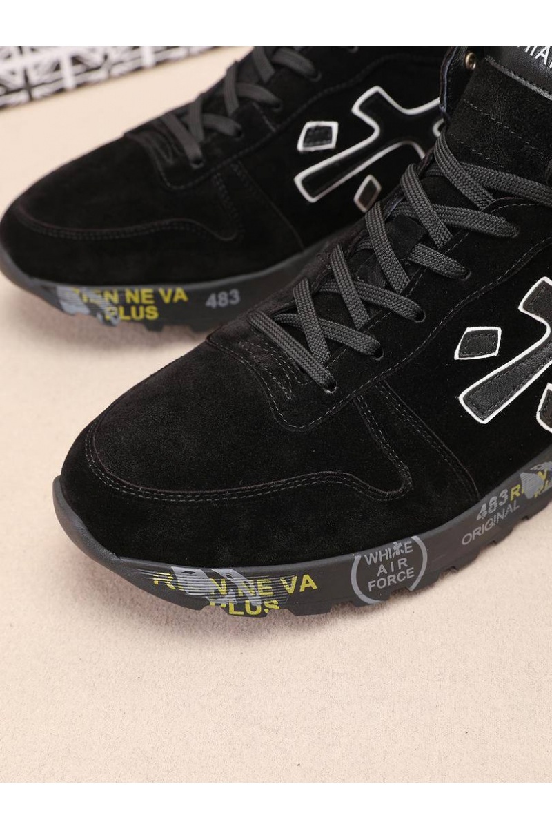 Premiata Замшевые кроссовки с мехом high-top - Black