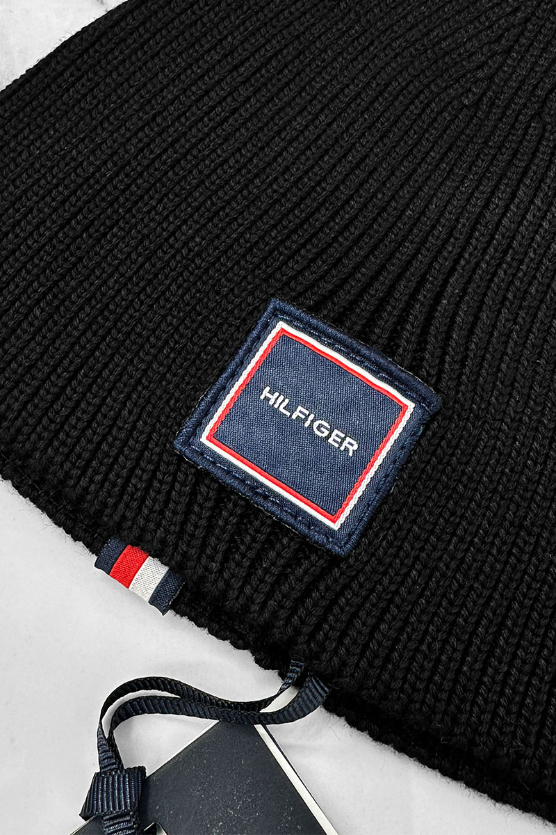 Tommy Hilfiger Мужская чёрная шапка logo-patch