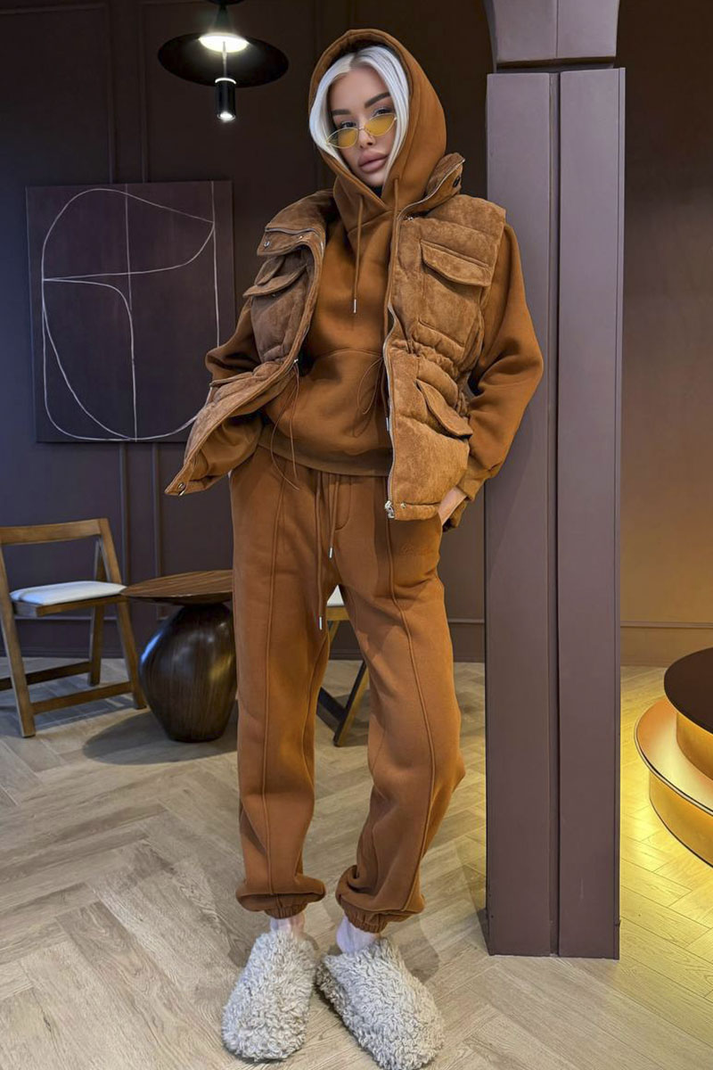 Loro Piana Женский костюм тройка на флисе premium - Chestnut