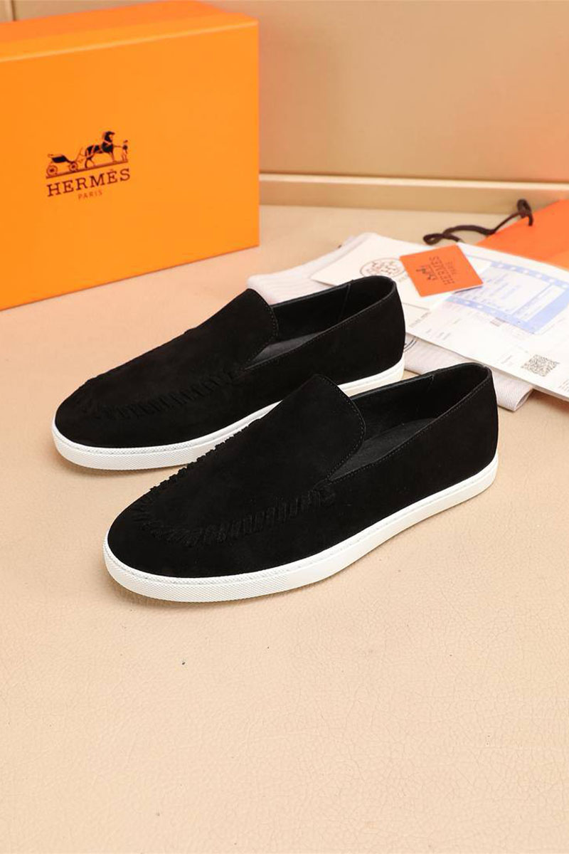 Hermes Мужские замшевые лоферы Julian - Black