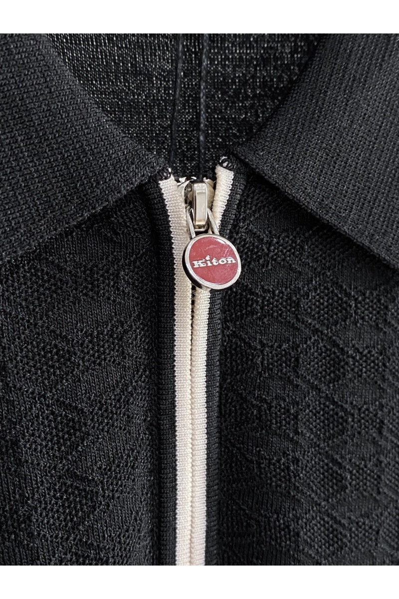 Kiton Вязаное поло чёрного цвета premium