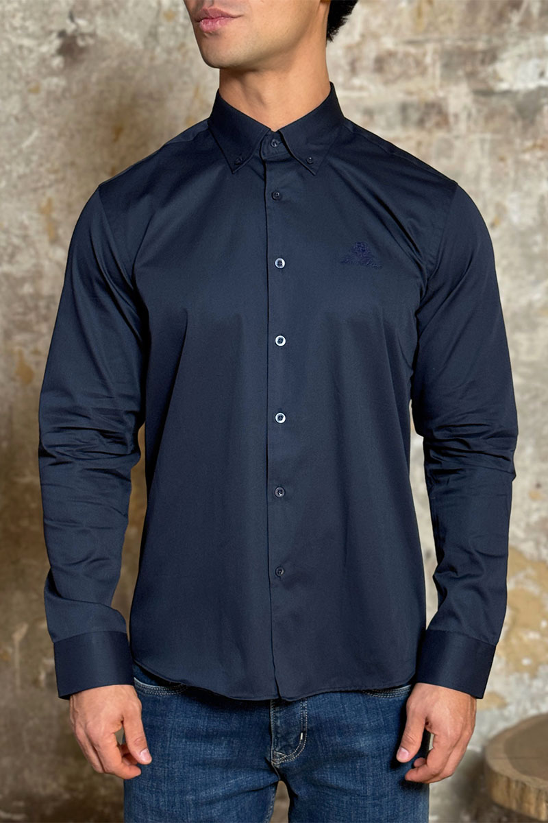 Loro Piana Мужская рубашка logo-embroidered - Navy