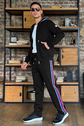 Чёрный спортивный костюм striped logo 