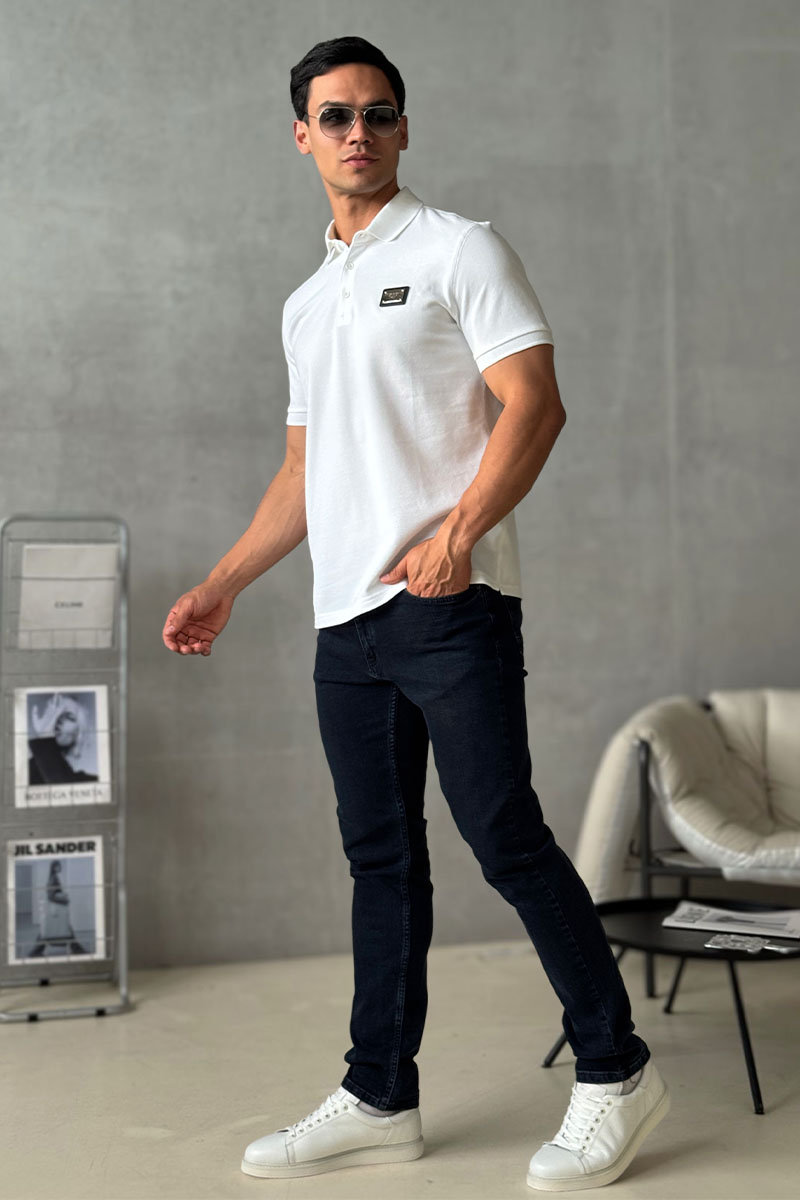 Dоlсе & Gаbbаnа Мужское белое поло logo-plaque