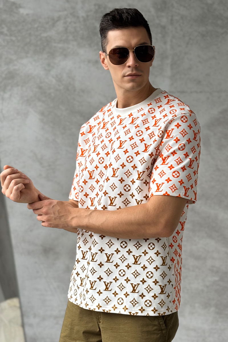 Lоuis Vuittоn Белая оверсайз футболка Monogram Gradient