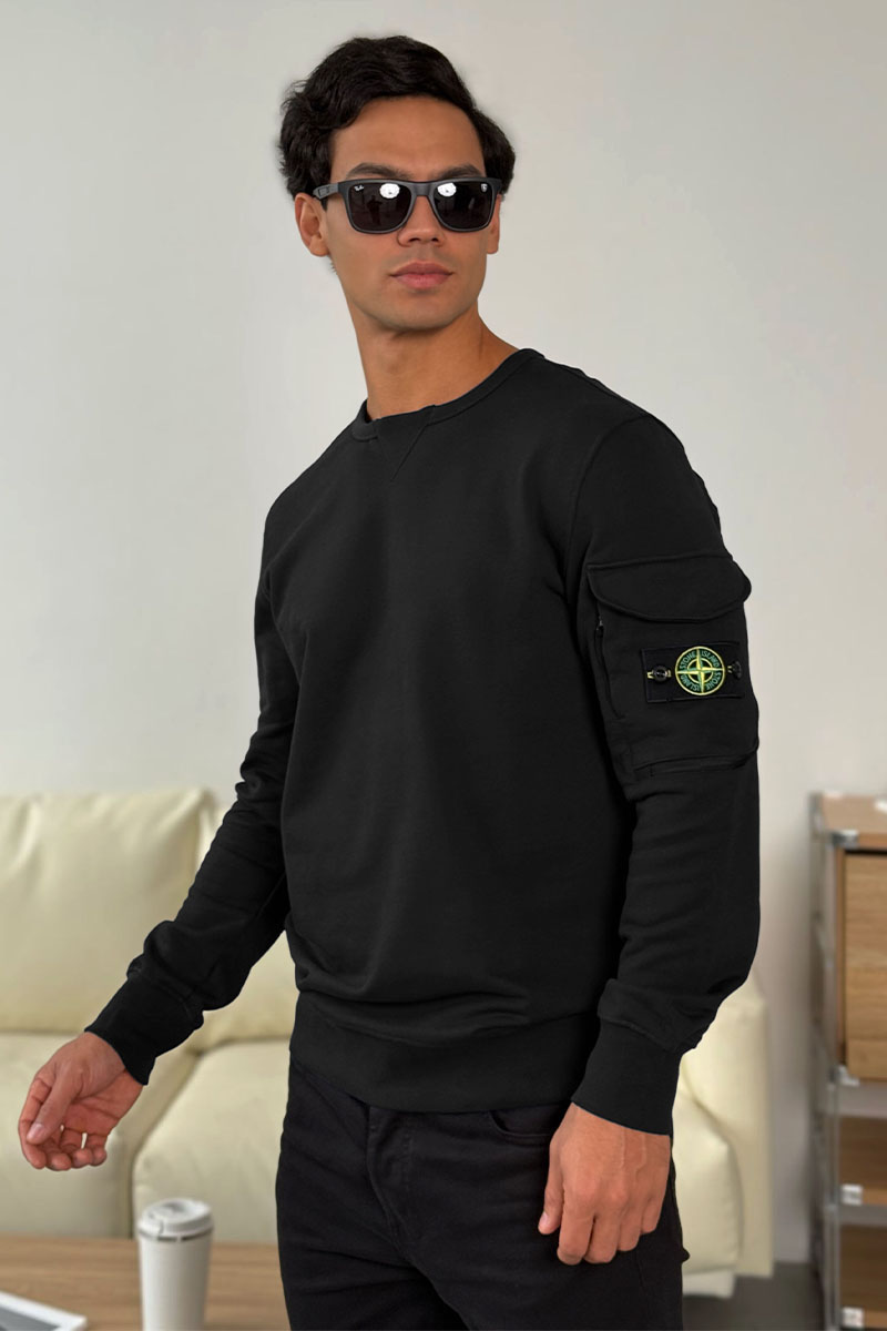 Stone Island Чёрный свитшот compass-patch crewneck