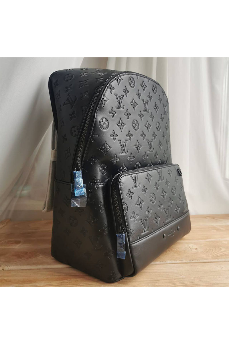 Lоuis Vuittоn Чёрный кожаный рюкзак Racer Monogram Shadow 38x30x18 см