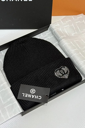 Шапка logo-rhinestones premium - Black