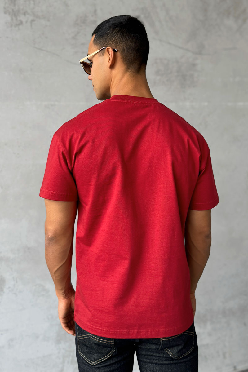 Gucci Мужская бордовая футболка logo-embroidered 