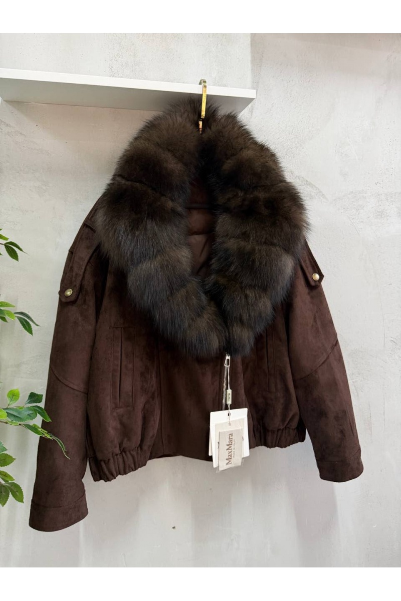 Max Mara Женский бомбер с натуральным мехом premium
