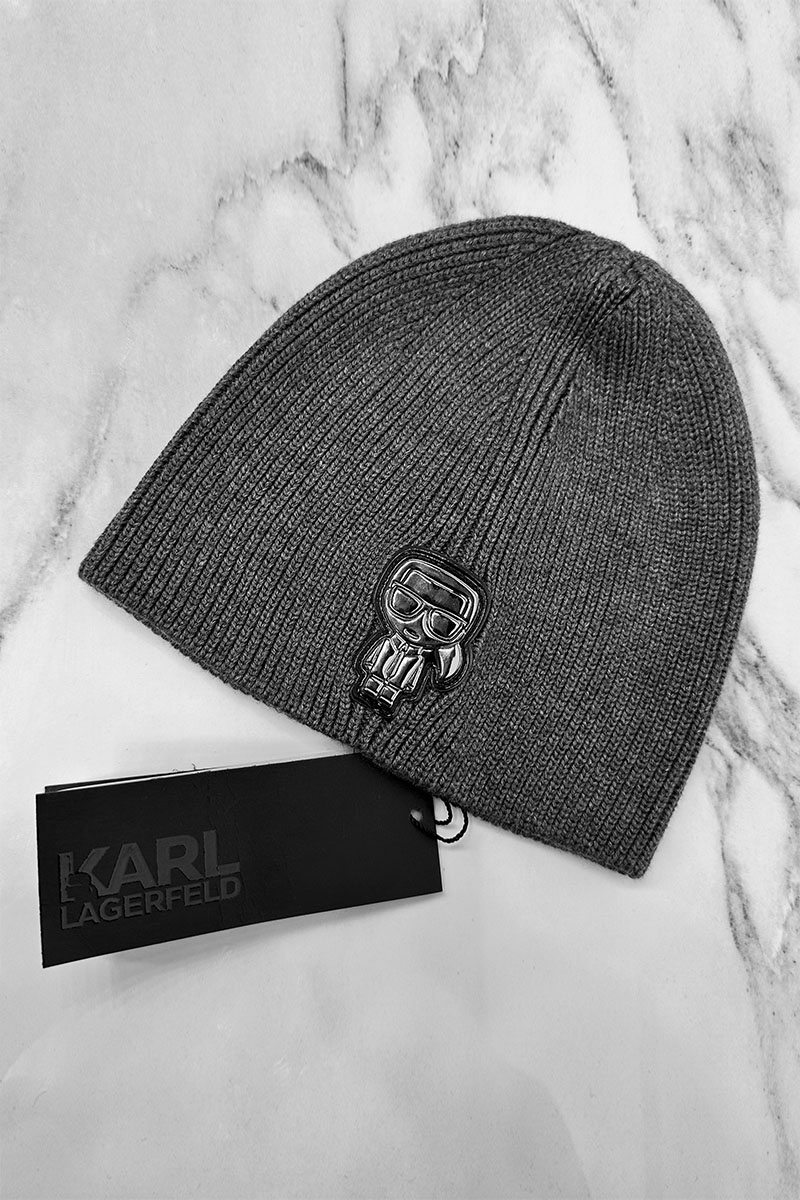Company КL Мужская шапка серого цвета logo-patch