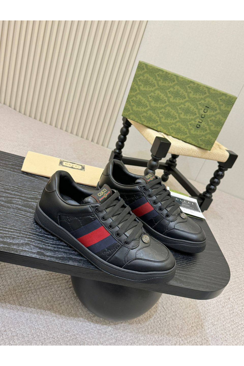 Gucci Кожаные кроссовки GG Screener - Black