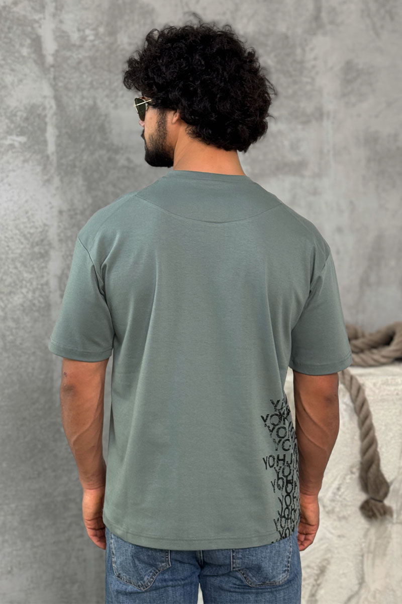 Y-3 Yohji Yamamoto Мужская зелёная футболка 