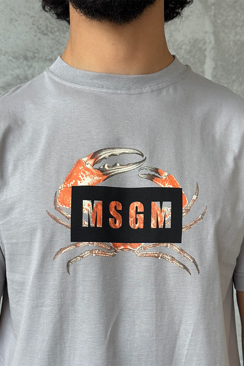 Designer Clothing Серая оверсайз футболка MSGM Crab-print