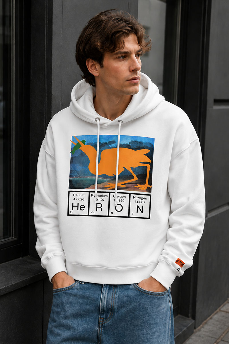 Heron Preston Белое оверсайз худи Periodic