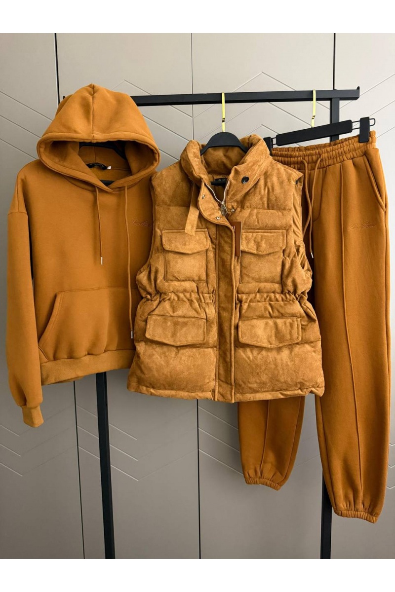 Loro Piana Женский костюм тройка на флисе premium - Chestnut