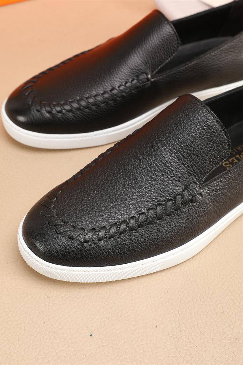 Hermes Мужские кожаные лоферы Julian - Black