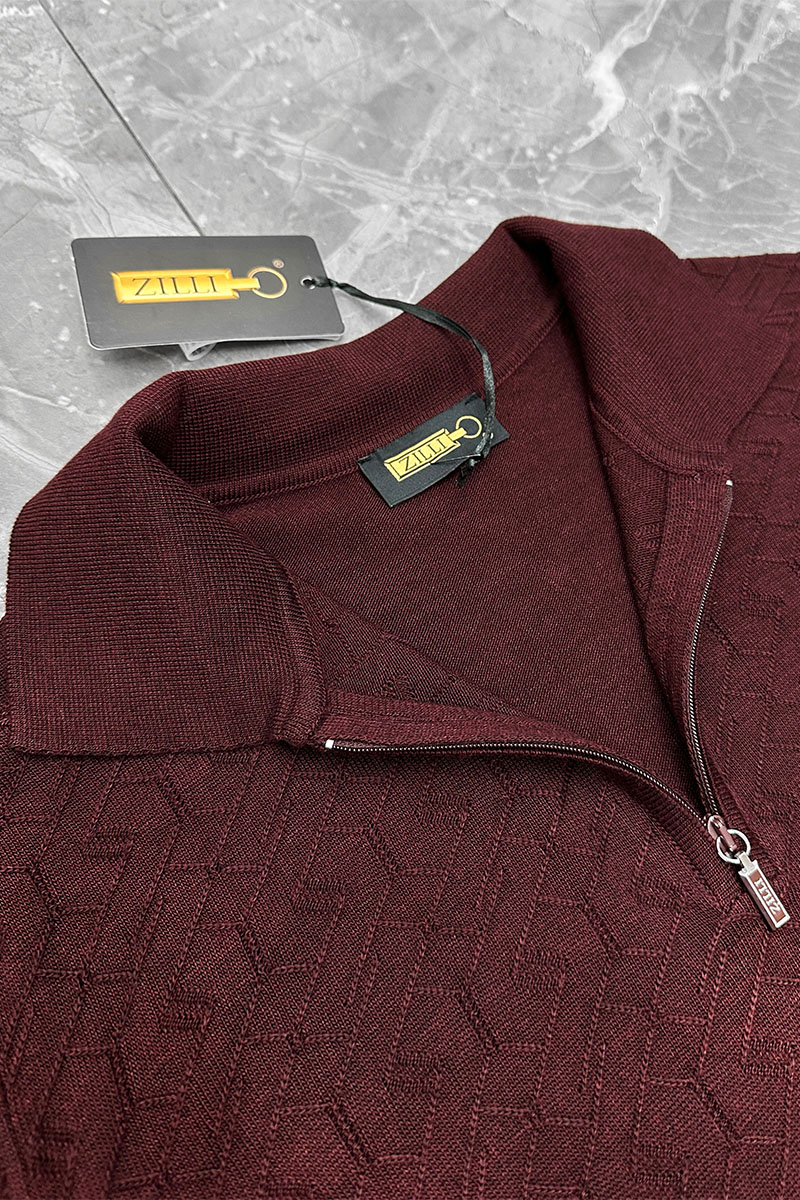 Zilli Поло с длинным рукавом zip-up - Burgundy