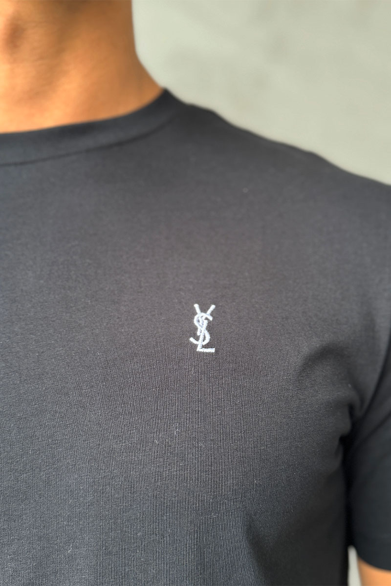 Yves Saint Laurent Мужская футболка logo-embroidered - Black