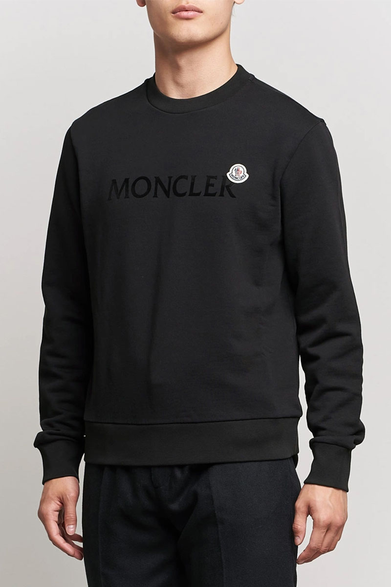 Moncler Мужской чёрный свитшот logo-patch