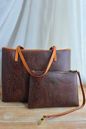 Кожаная сумка с узором пейсли 36x26 см