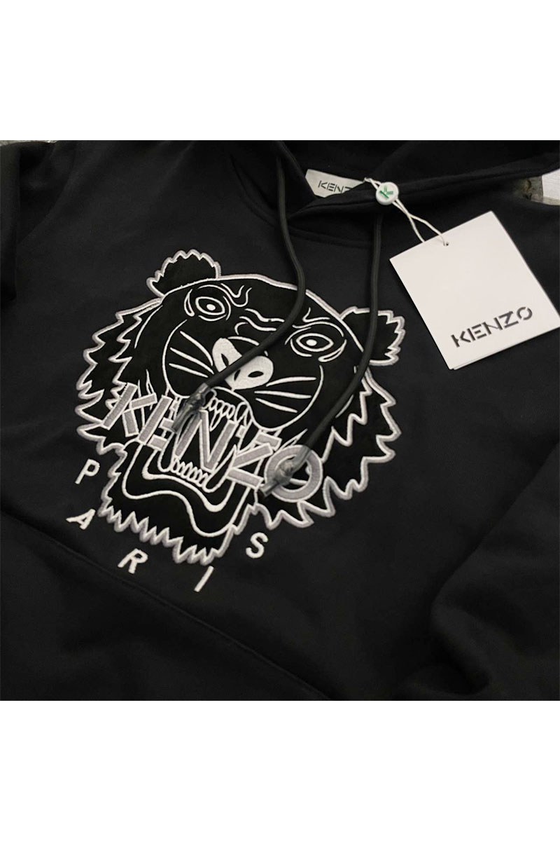 Kenzo Худи чёрного цвета Tiger logo-embroidered