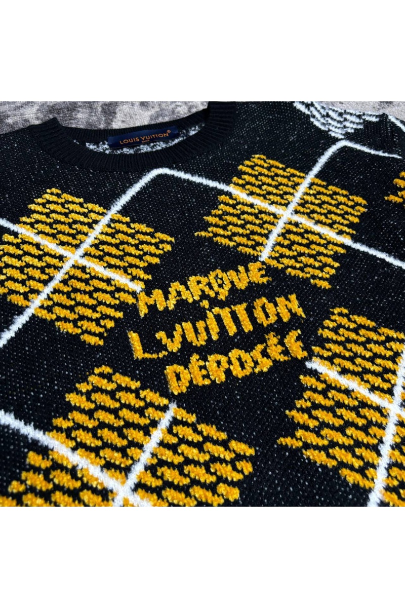 Lоuis Vuittоn Чёрный свитер Premium Damier Argyle jacquard