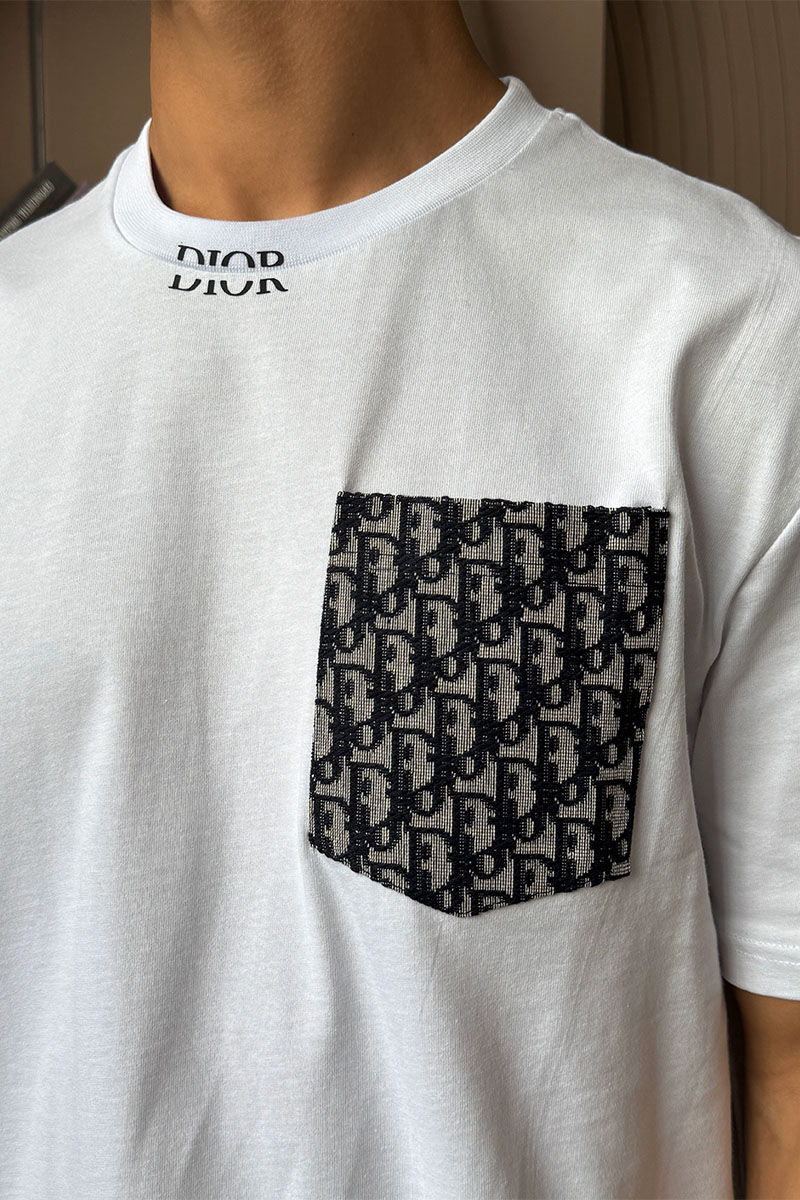Dior Белая оверсайз футболка pocket logo