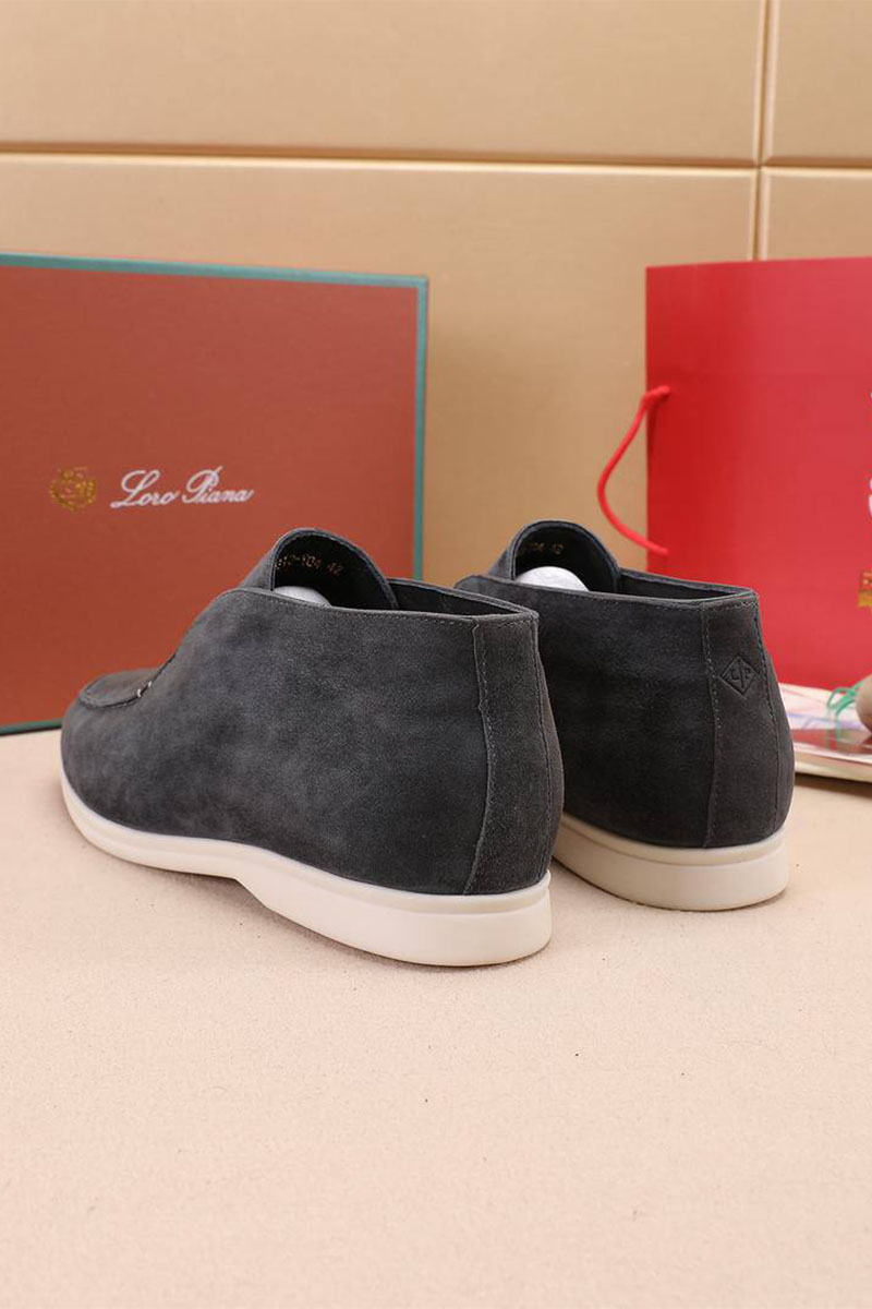 Loro Piana Замшевые лоферы с мехом Open Walk - Grey