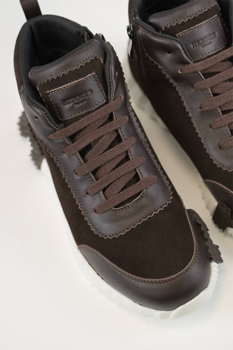 Hermes Кроссовки с мехом Bouncing high-top - Brown