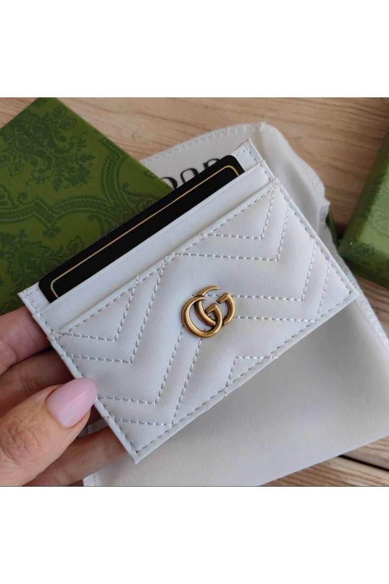 Gucci Кожаный чёрный кардхолдер GG logo-plaque 10x7 см - White