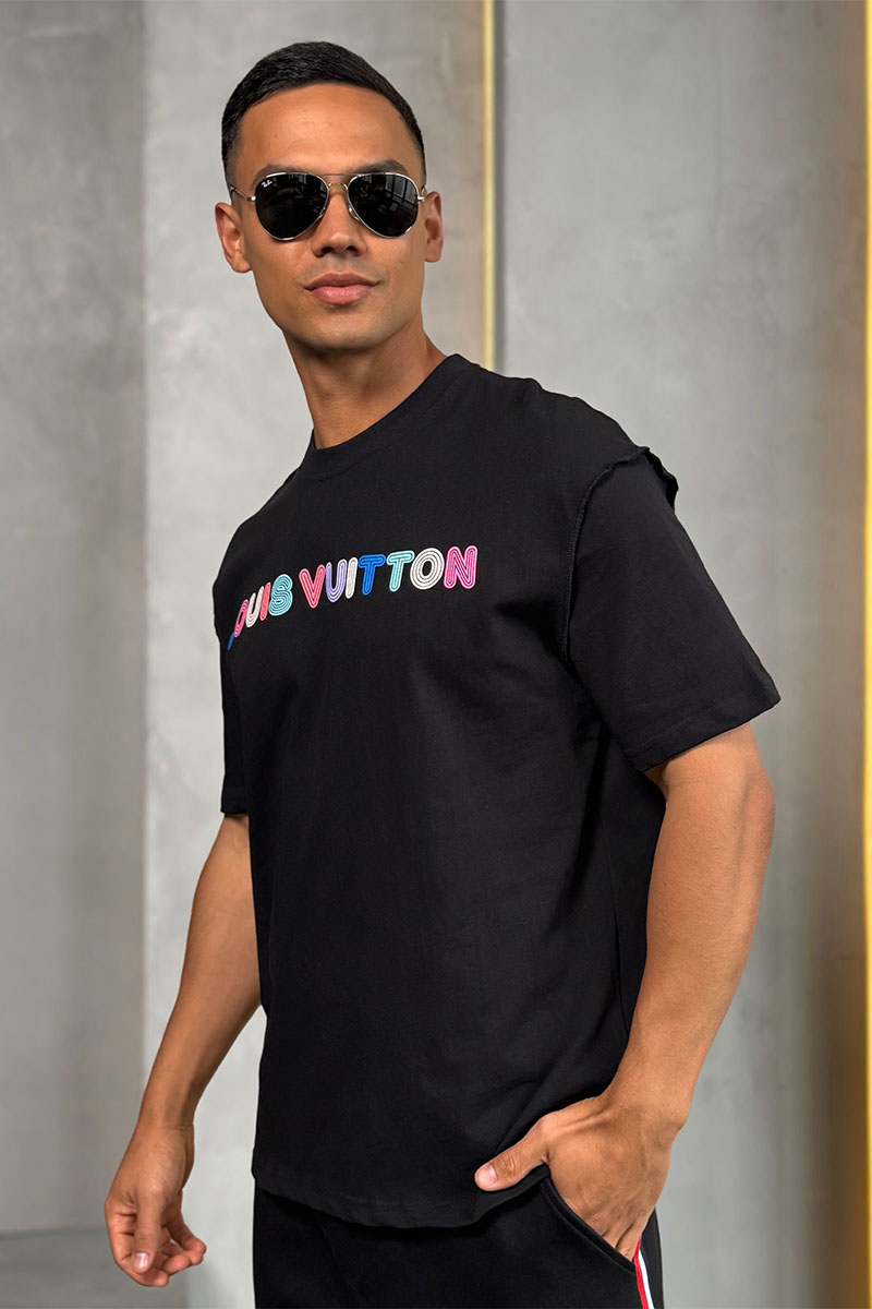 Lоuis Vuittоn Брендовая оверсайз футболка чёрного цвета