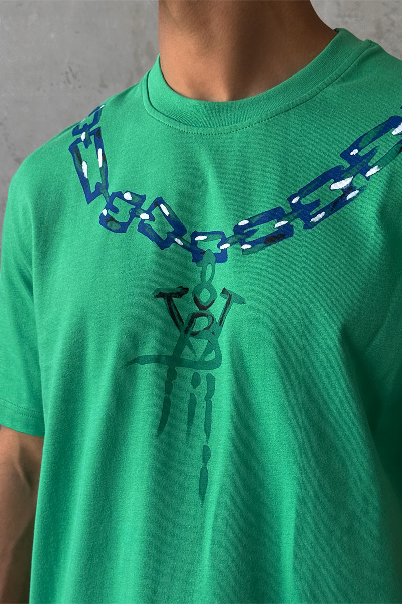 BV Оверсайз футболка chain print - Green