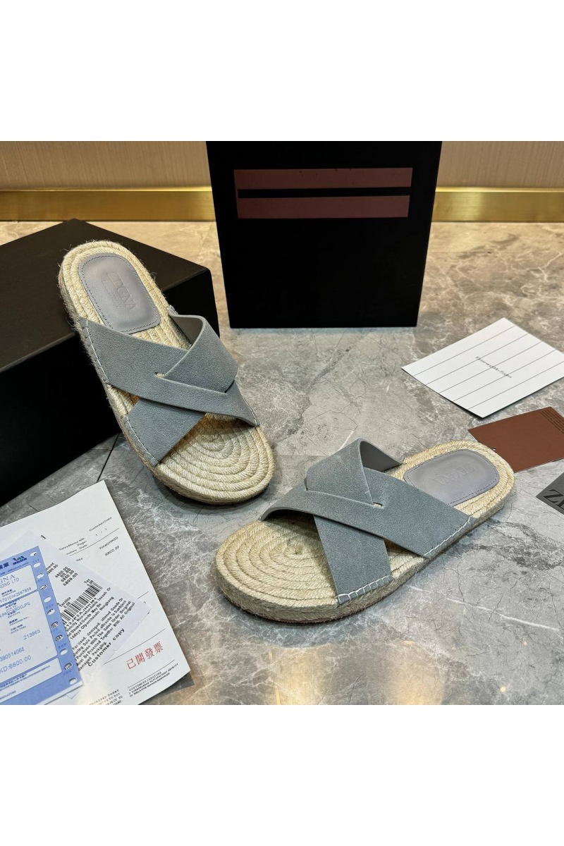 Zegna Мужские шлёпанцы suede - Blue