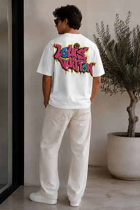 Белая оверсайз футболка graffiti-logo 