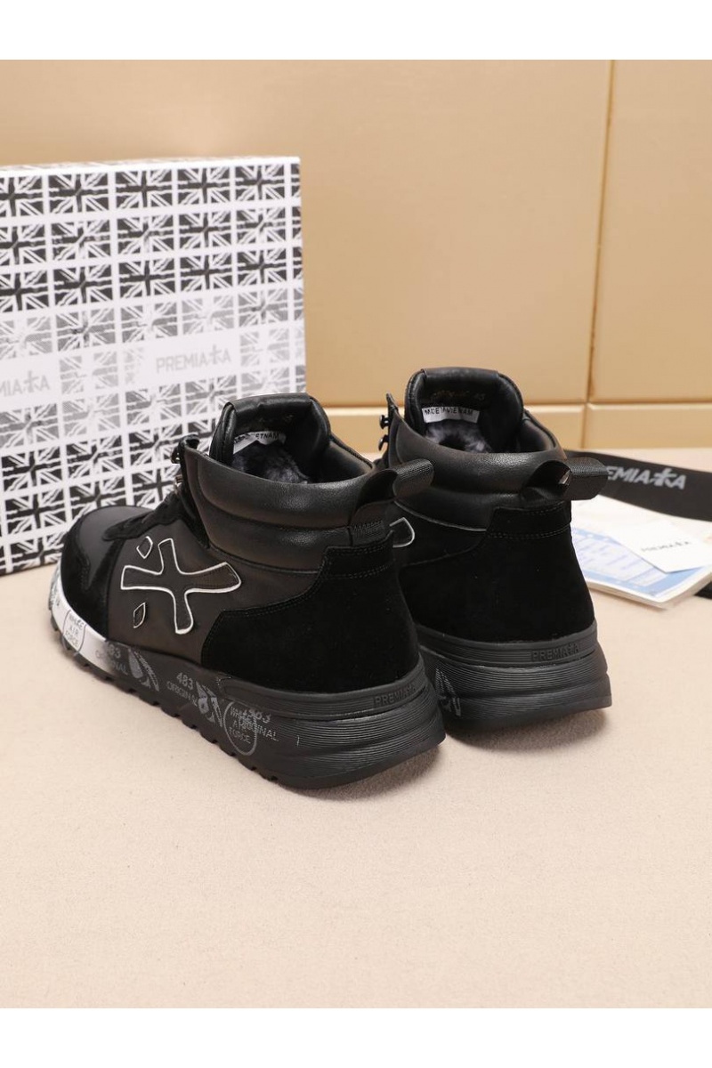 Premiata Комбинированные кроссовки с мехом high-top - Black