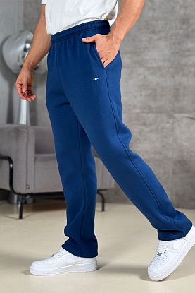 Утеплённые штаны на флисе синего цвета