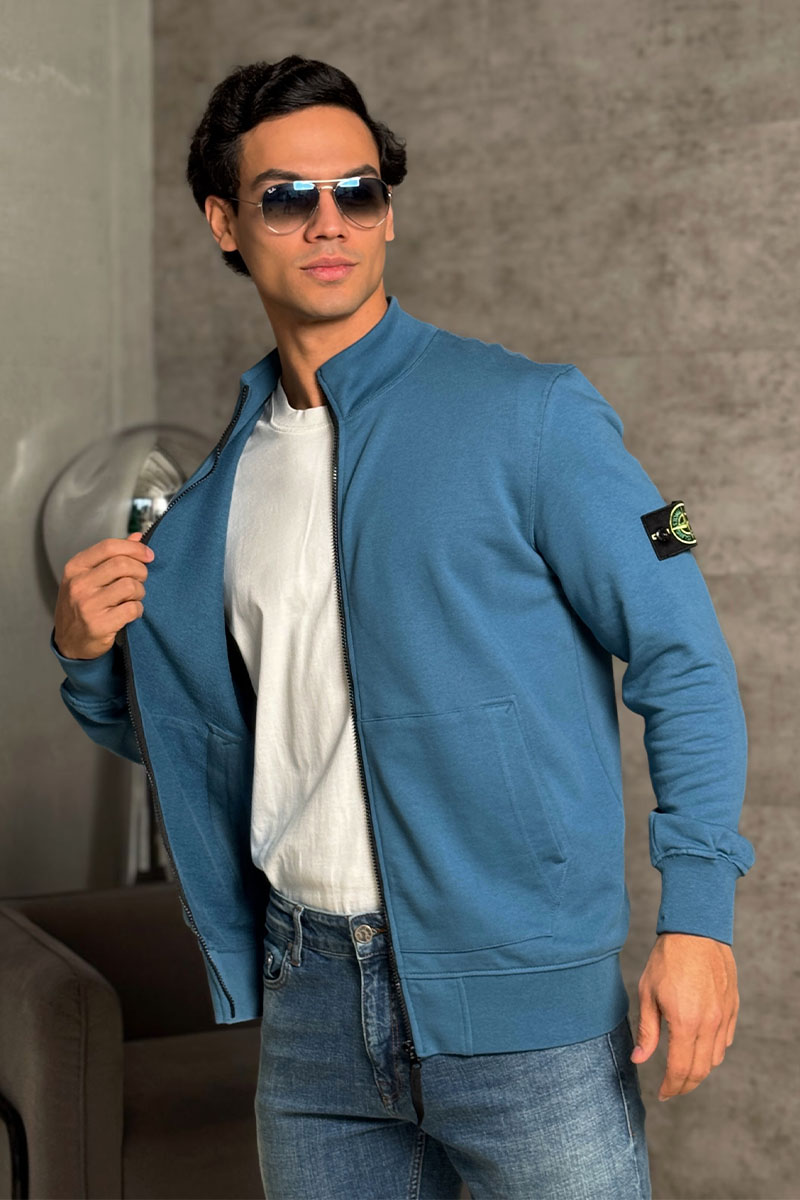 Stone Island Кофта синего цвета Zip-Up Compass-patch