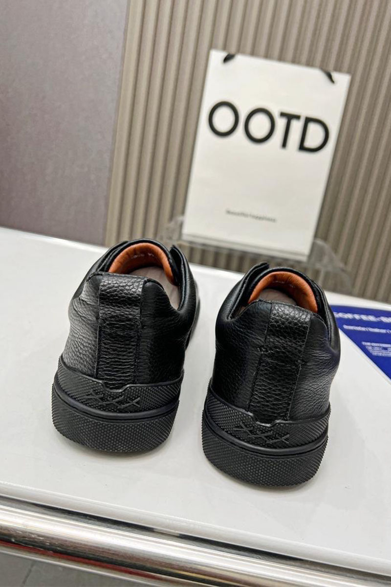 Zegna Чёрные кожаные кроссовки
