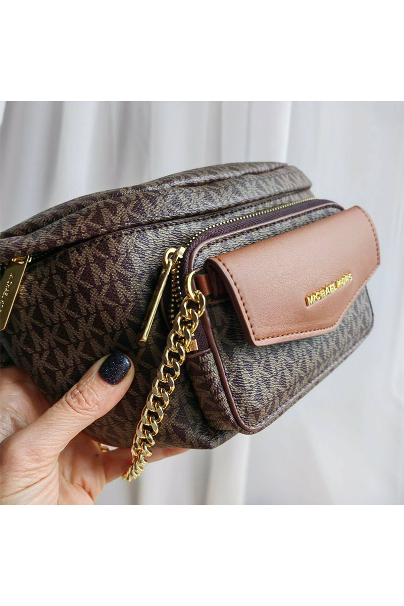 Michael Kors Кожаная поясная сумка Perry 27x14 см - Brown