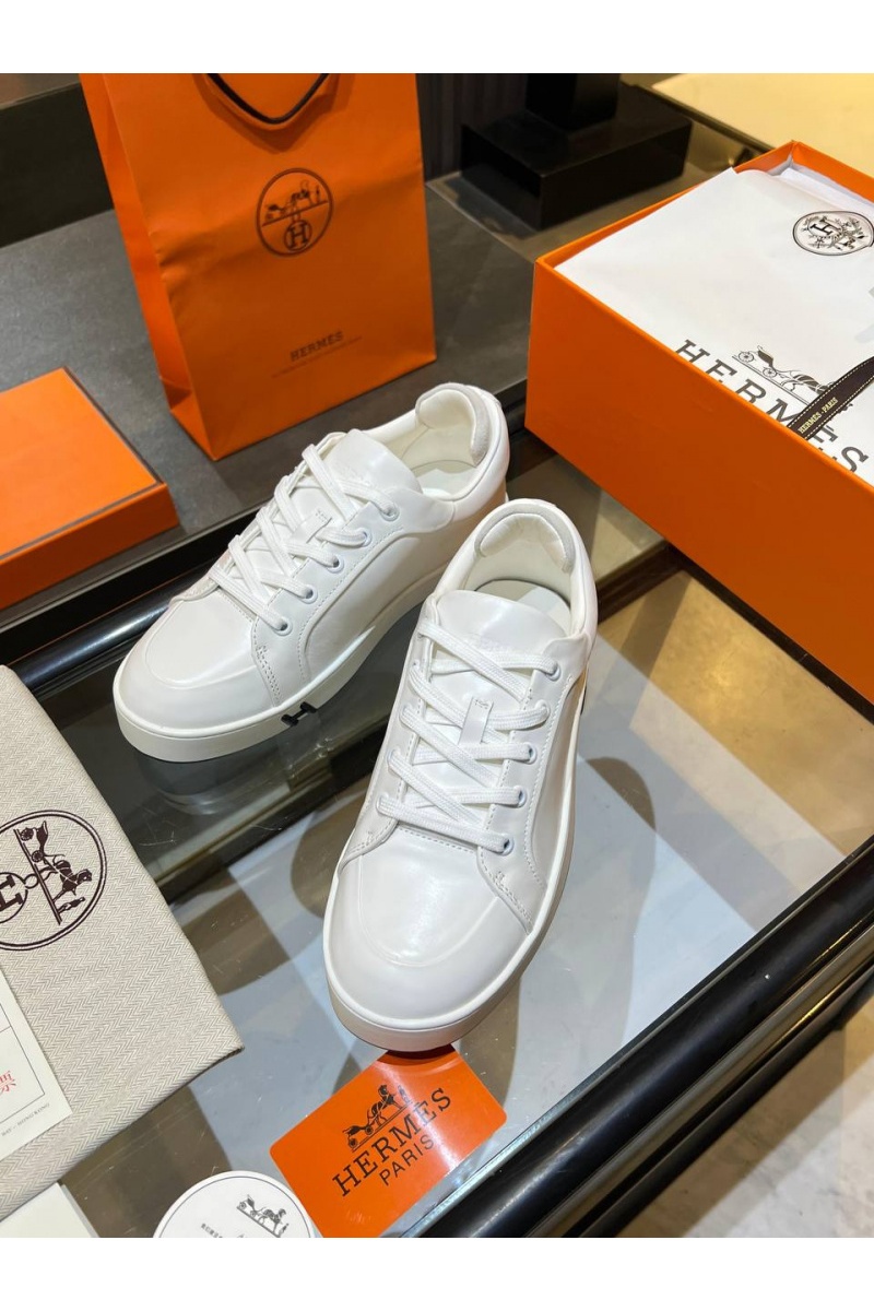 Hermes Женские кожаные кроссовки Premium - White