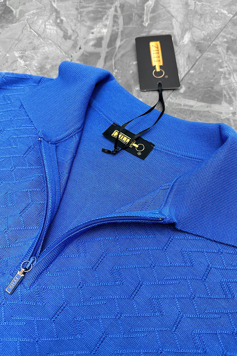Zilli Поло с длинным рукавом zip-up - Blue