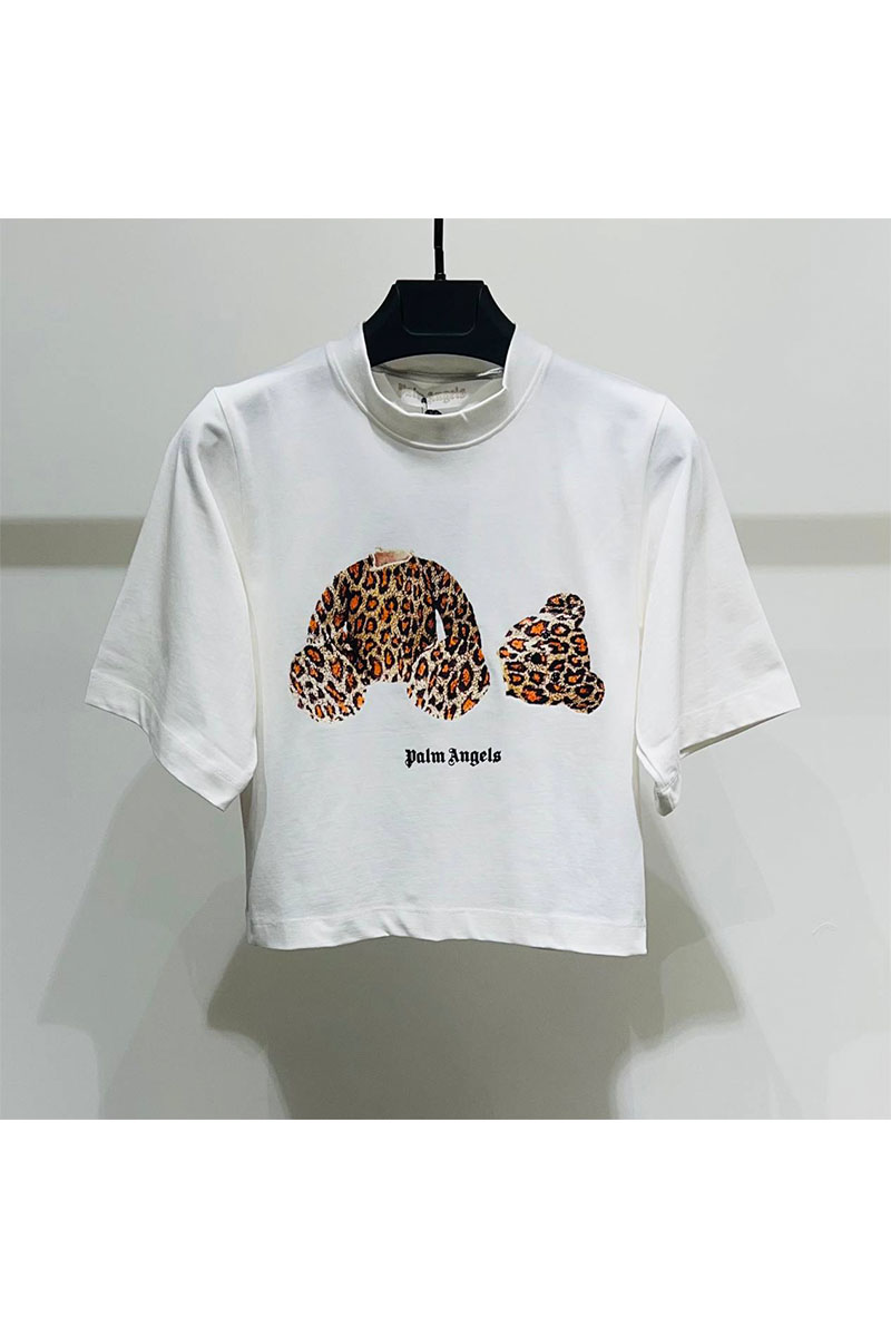 Palm Angels Белая оверсайз футболка Leopard Bear