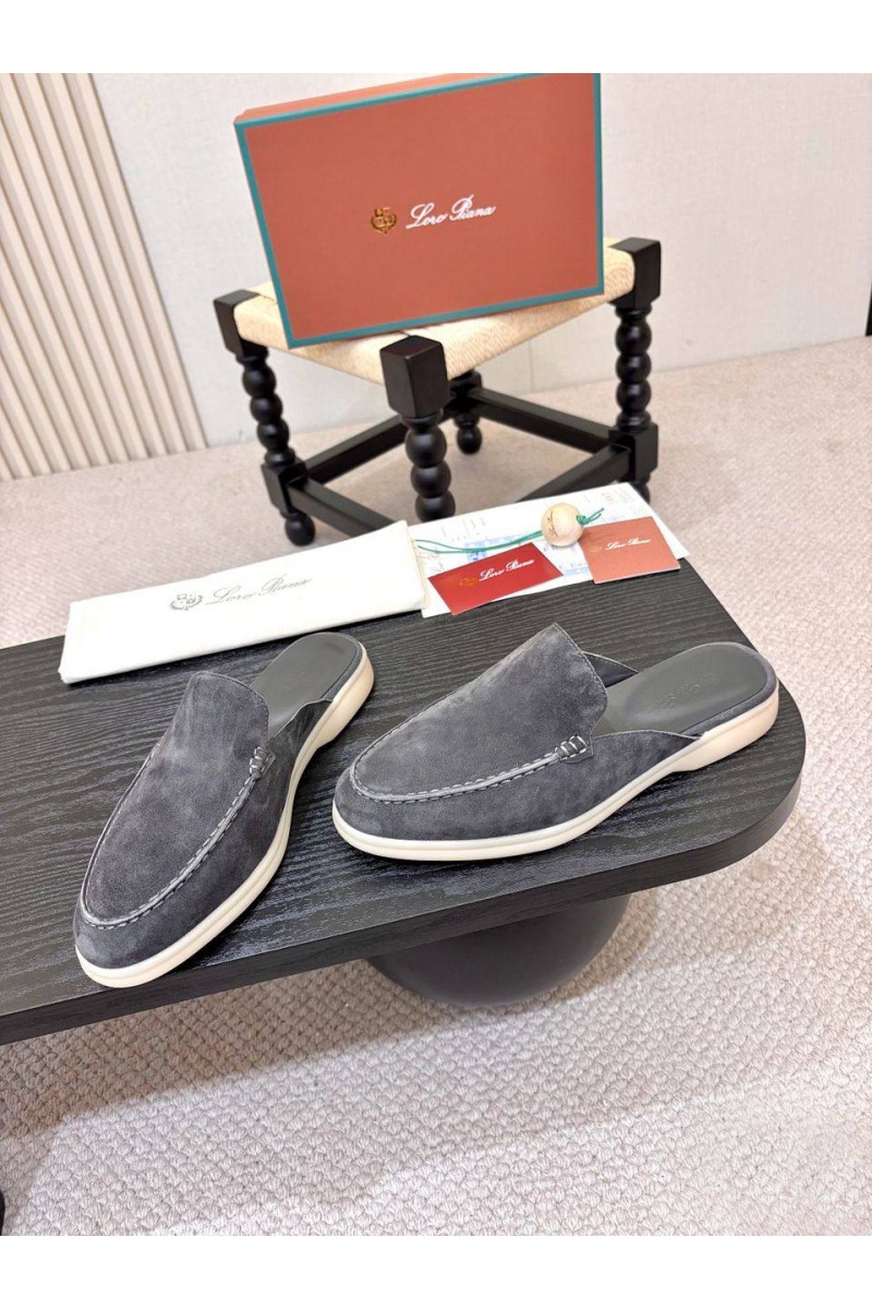 Loro Piana Мужские замшевые шлёпанцы Loro Piana