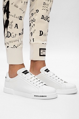 Кожаные кроссовки белого цвета Portofino