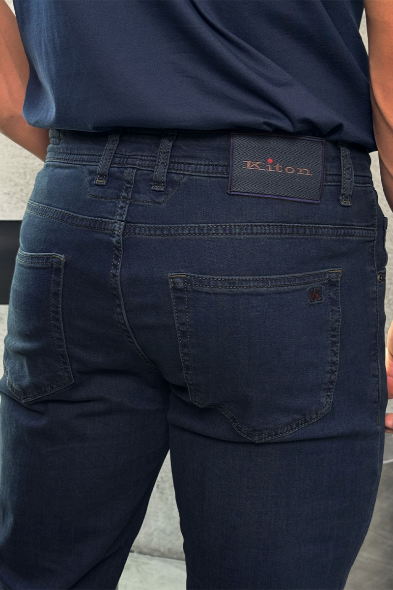 Kiton Мужские тёмно-синие джинсы 