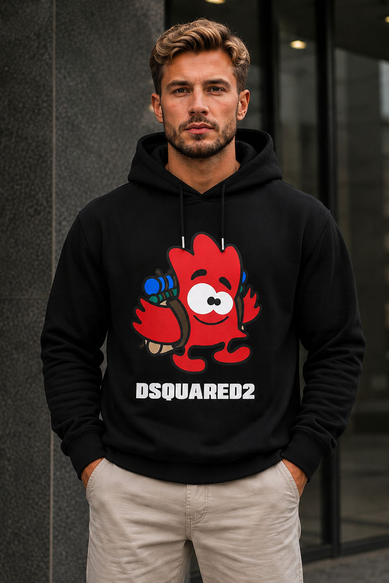 Dsquared2 Мужское чёрное худи logo-print