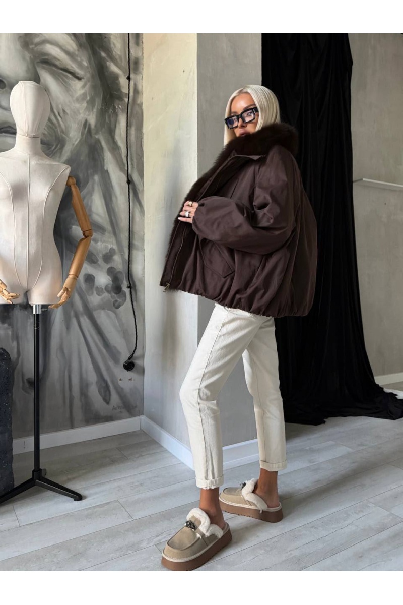 Max Mara Женский бомбер с натуральным мехом premium