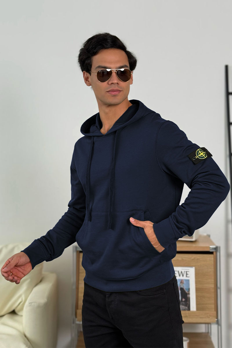 Stone Island Мужское худи тёмно-синего цвета Compass-patch